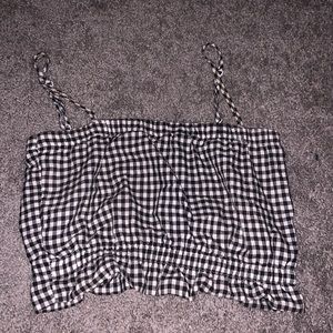 Cute black and white plaid crop top